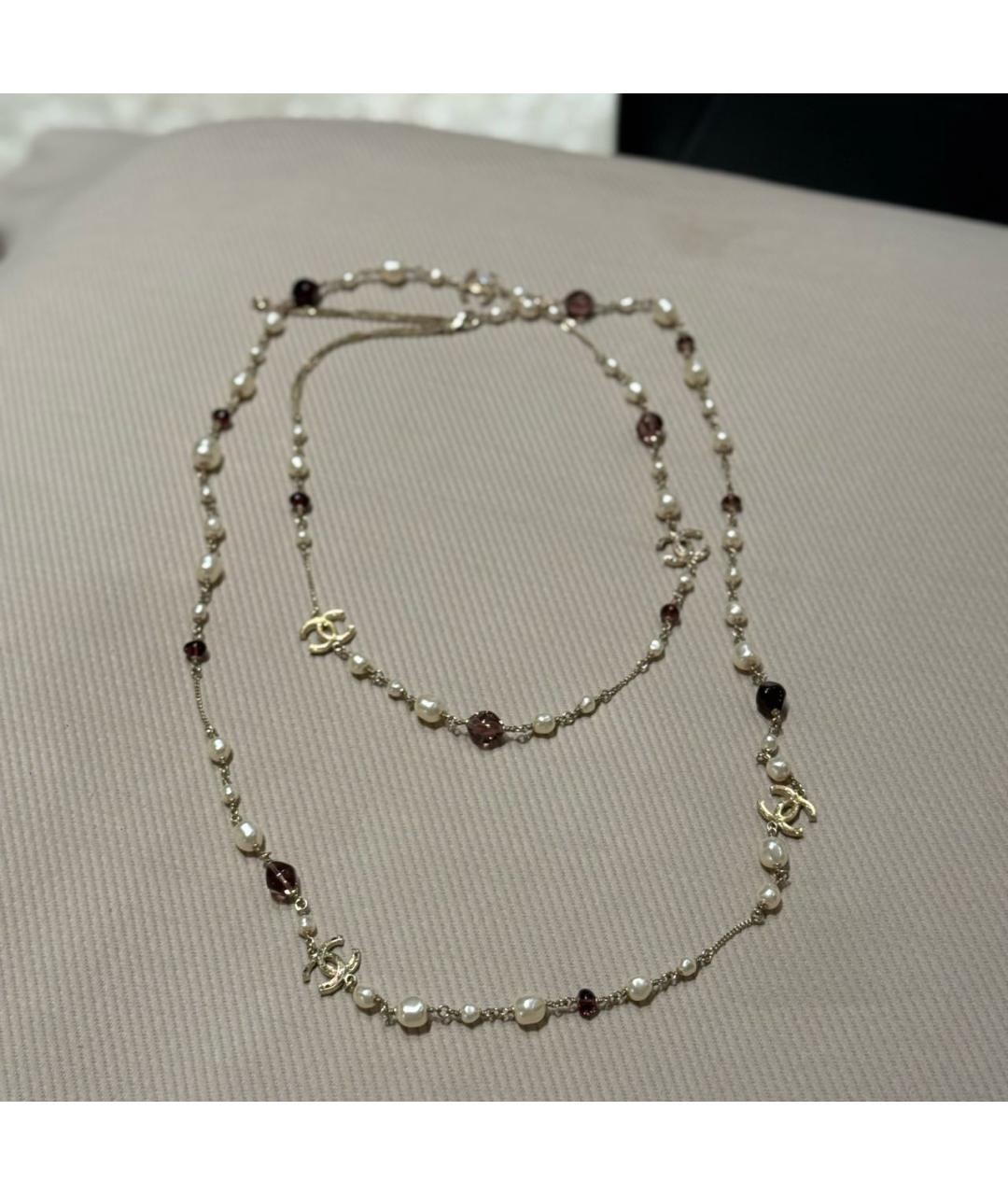 CHANEL Белое металлическое колье, фото 7