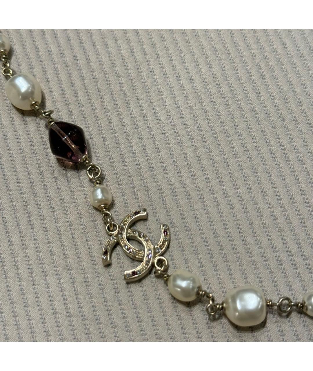 CHANEL Белое металлическое колье, фото 4