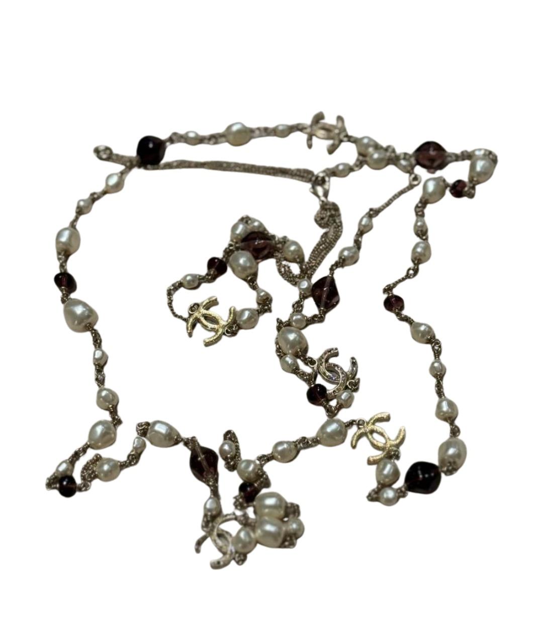 CHANEL Белое металлическое колье, фото 1