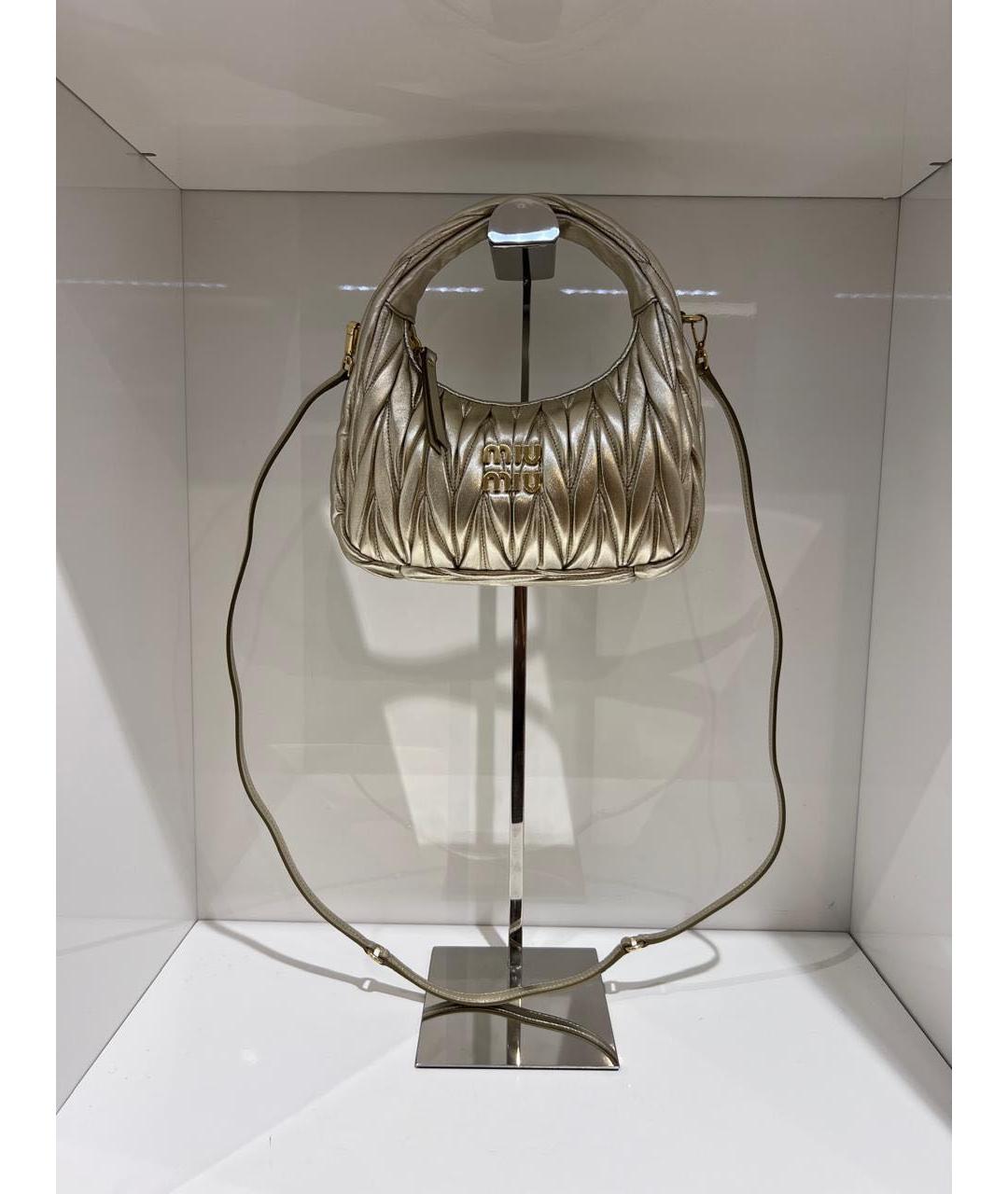 MIU MIU Золотая кожаная сумка через плечо, фото 2