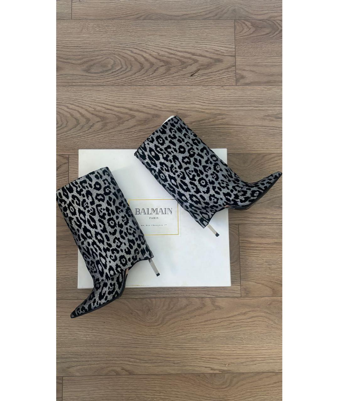 BALMAIN Серебряные замшевые ботильоны, фото 6