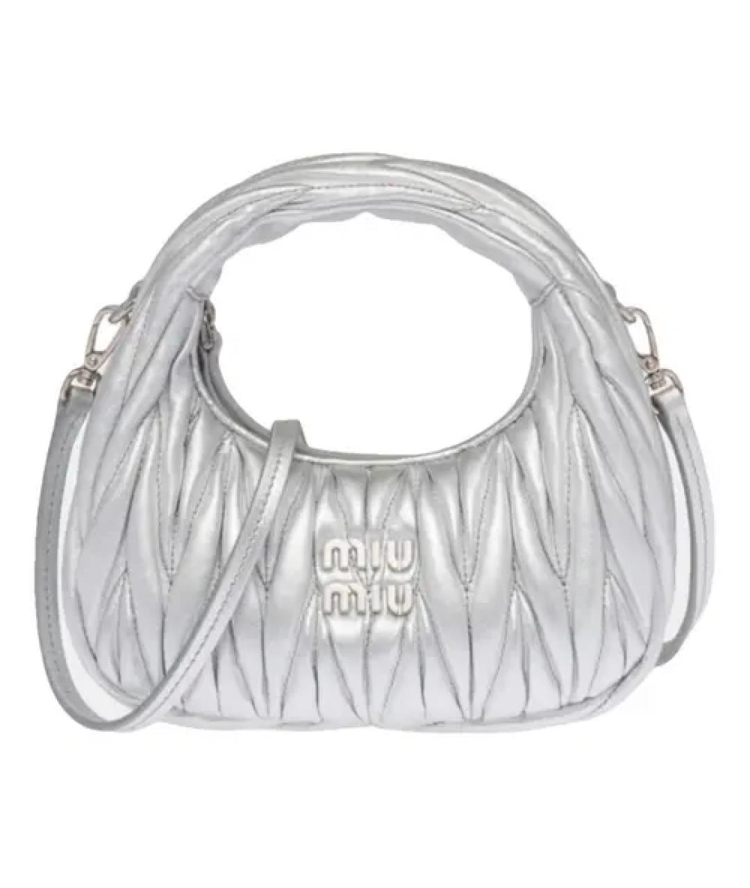 MIU MIU Серебряная кожаная сумка через плечо, фото 1