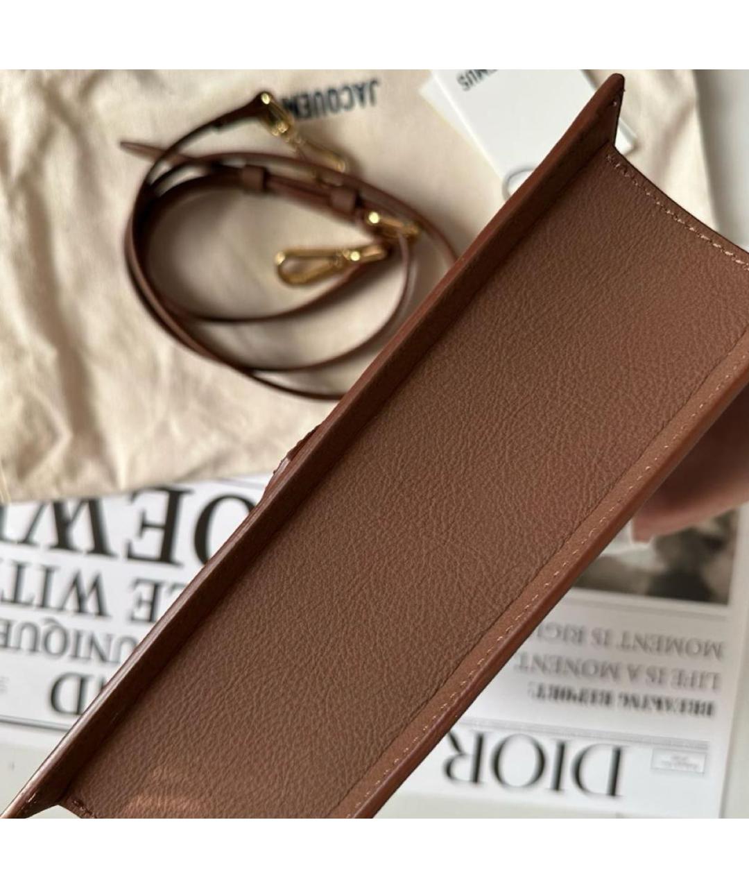 JACQUEMUS Коричневая кожаная сумка через плечо, фото 5