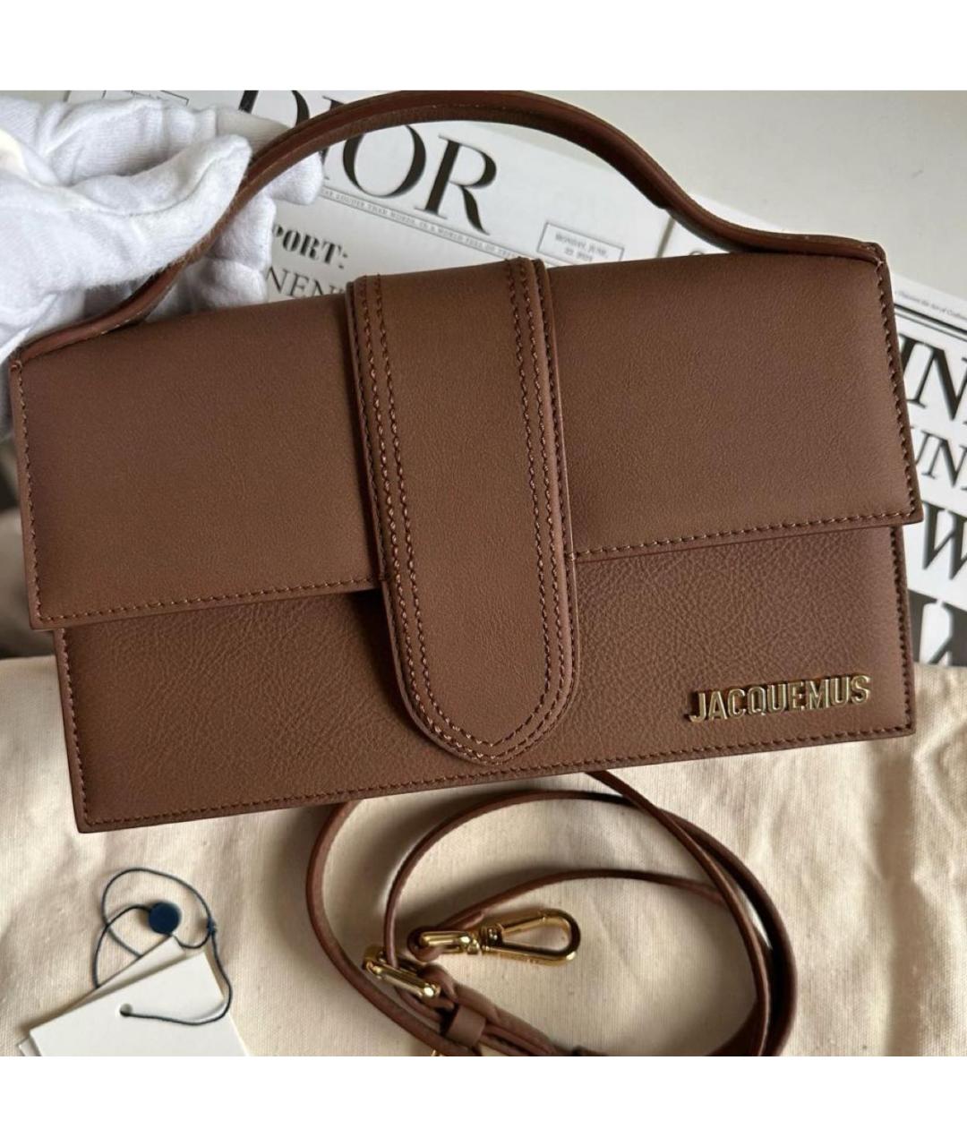 JACQUEMUS Коричневая кожаная сумка через плечо, фото 2