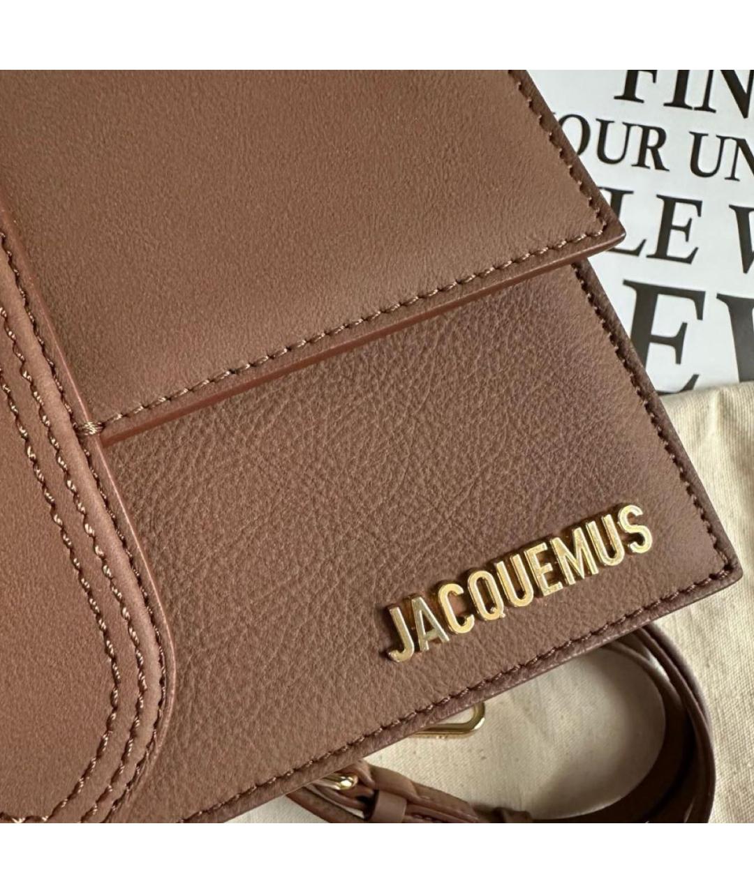 JACQUEMUS Коричневая кожаная сумка через плечо, фото 4