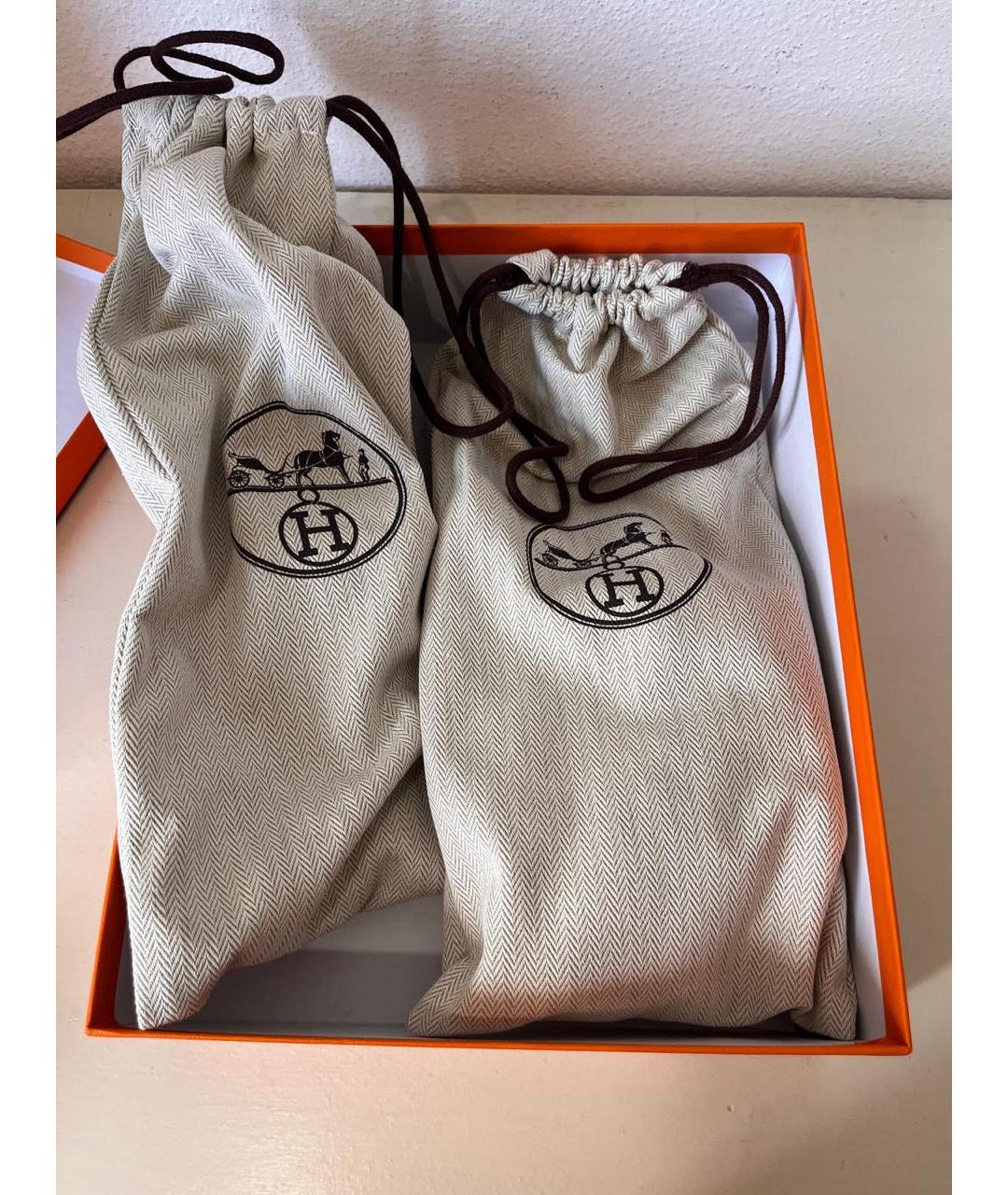 HERMES Черные кожаные шлепанцы, фото 7