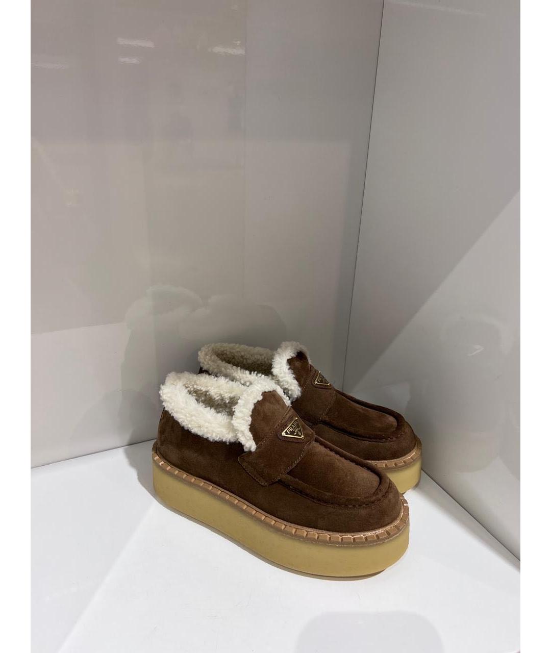 PRADA Коричневые замшевые ботинки, фото 3