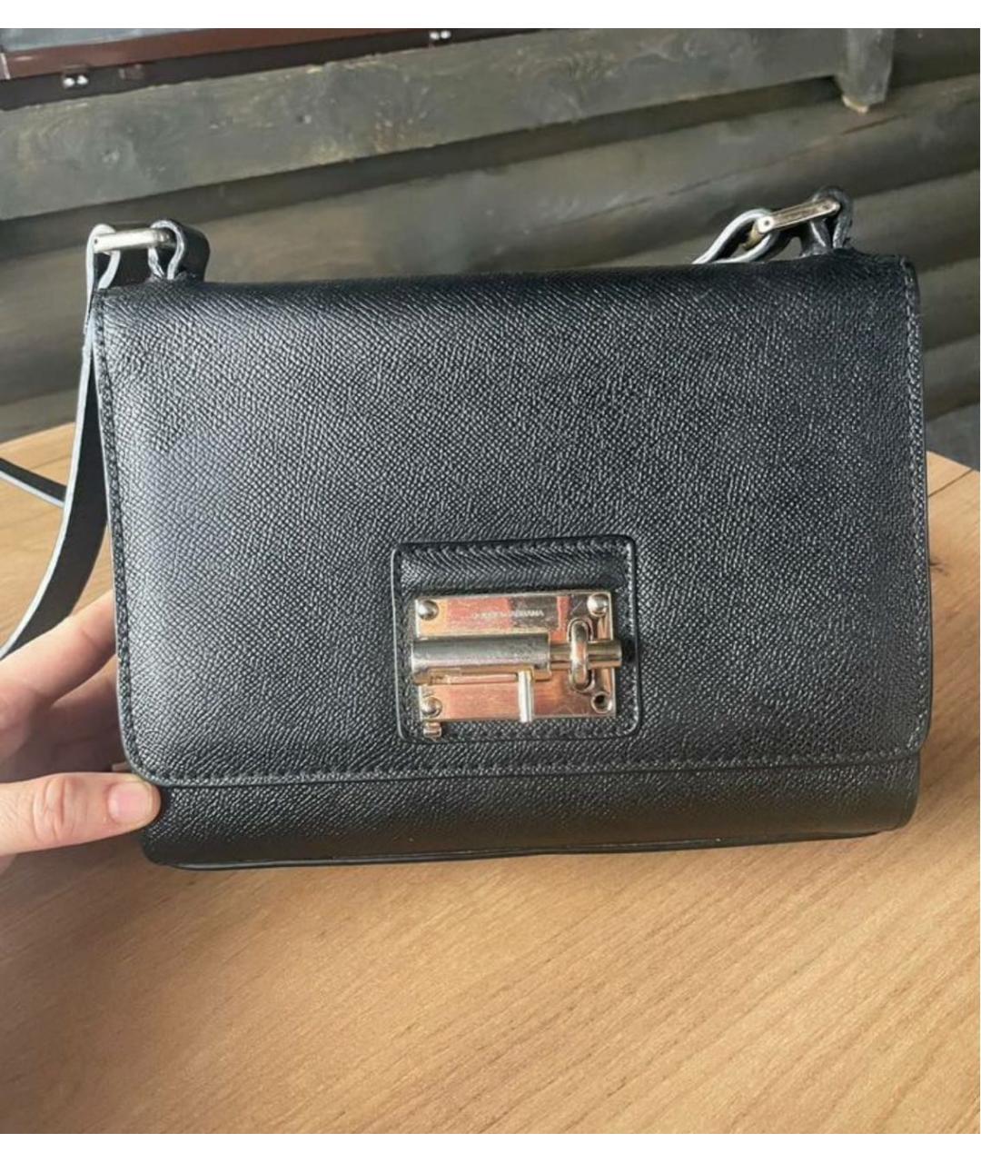 DOLCE&GABBANA Черная кожаная сумка через плечо, фото 2