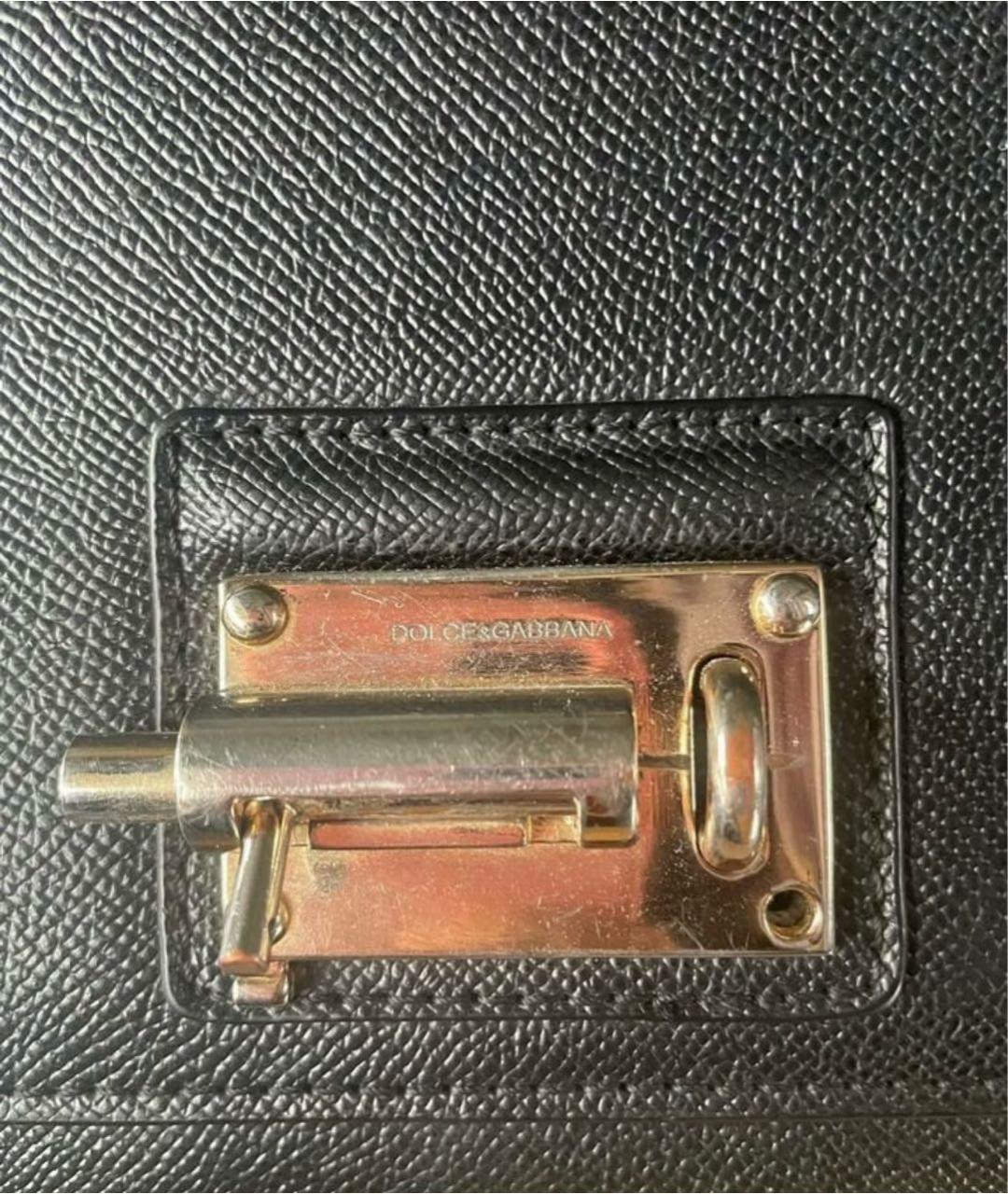 DOLCE&GABBANA Черная кожаная сумка через плечо, фото 8