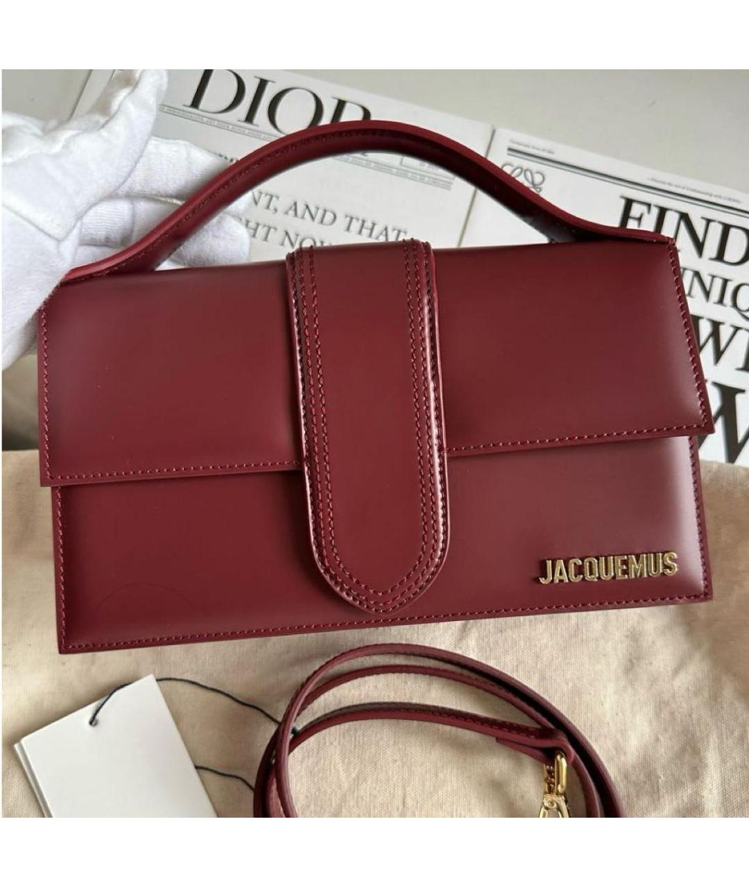 JACQUEMUS Бордовая кожаная сумка через плечо, фото 2