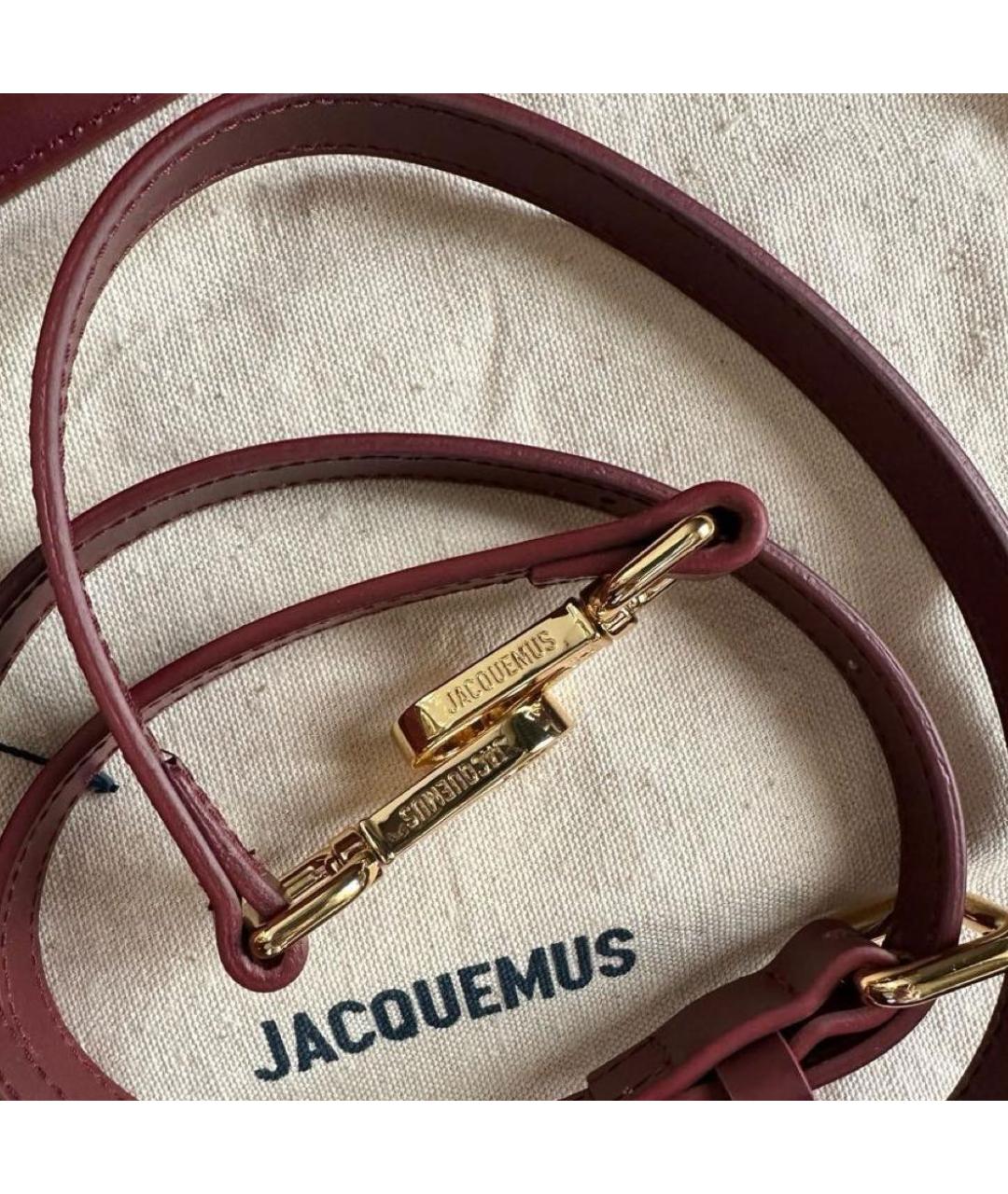 JACQUEMUS Бордовая кожаная сумка через плечо, фото 6