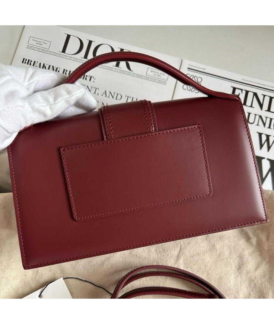 JACQUEMUS Бордовая кожаная сумка через плечо, фото 3