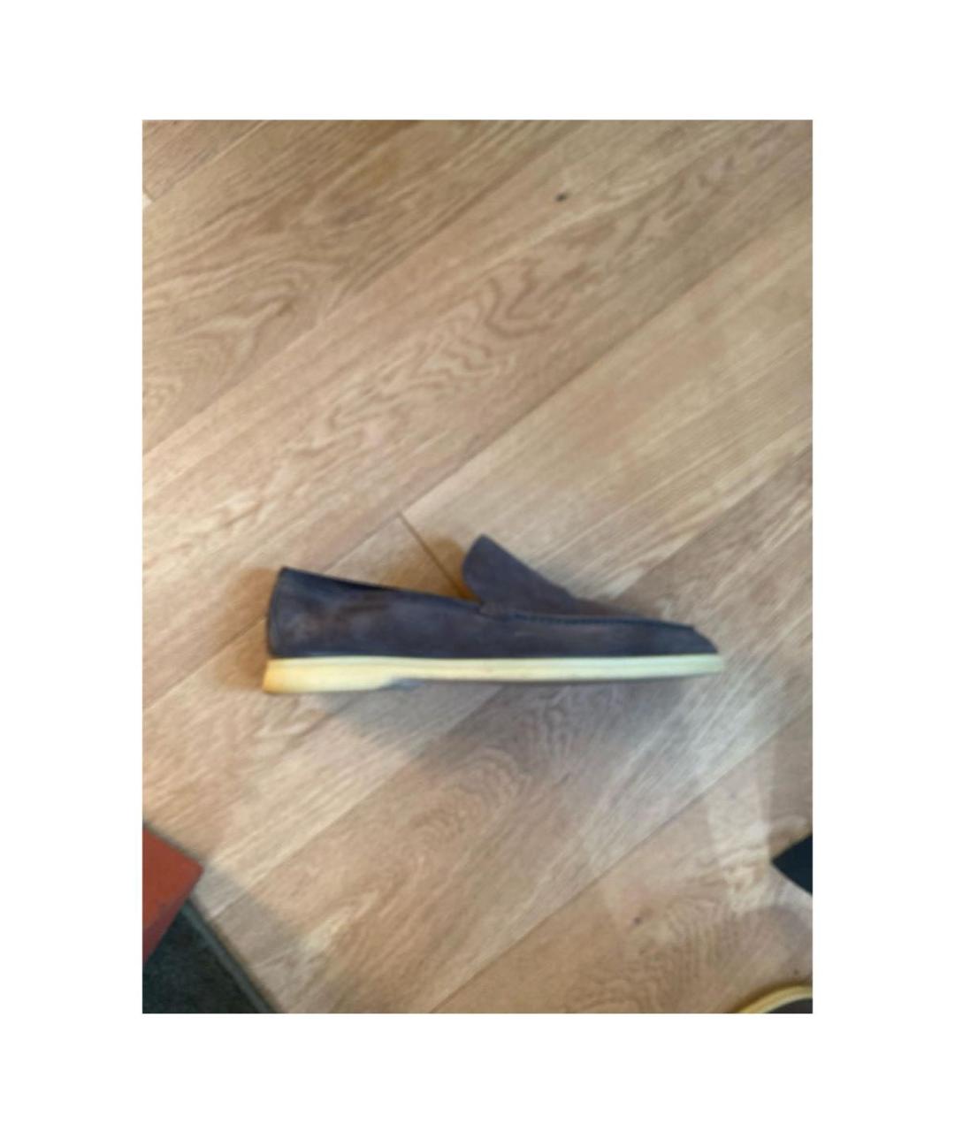 LORO PIANA Темно-синие замшевые лоферы, фото 6
