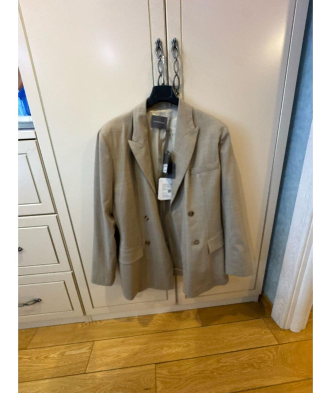 LORENA ANTONIAZZI Бежевый шерстяной жакет/пиджак, фото 9