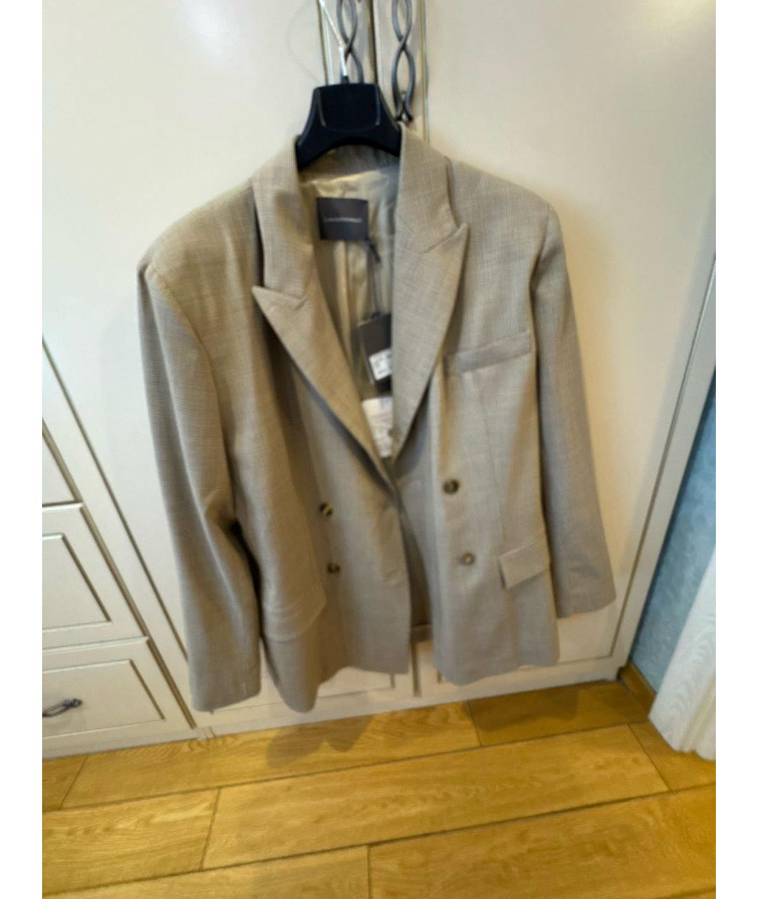 LORENA ANTONIAZZI Бежевый шерстяной жакет/пиджак, фото 4