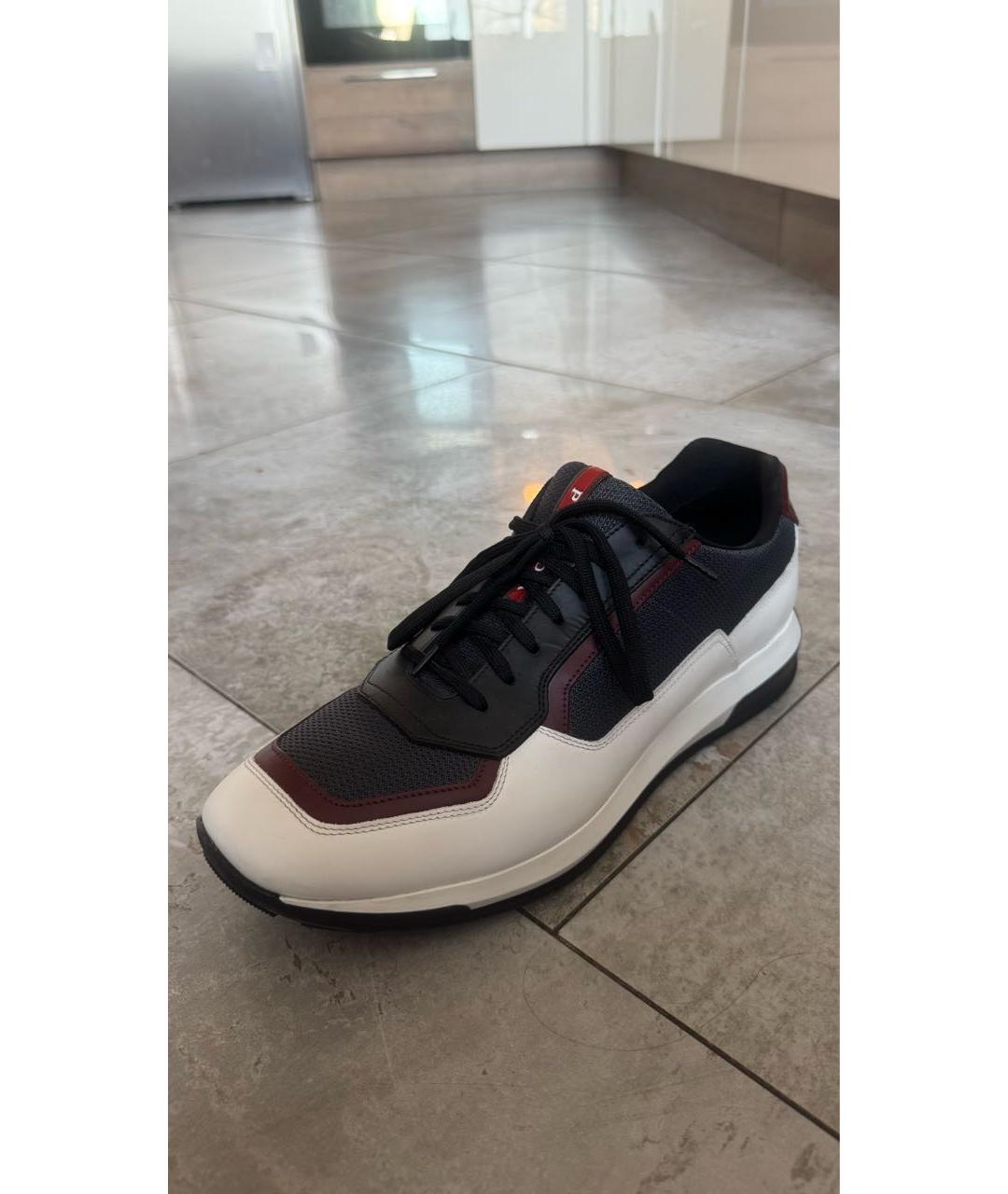 PRADA Антрацитовые текстильные низкие кроссовки / кеды, фото 5