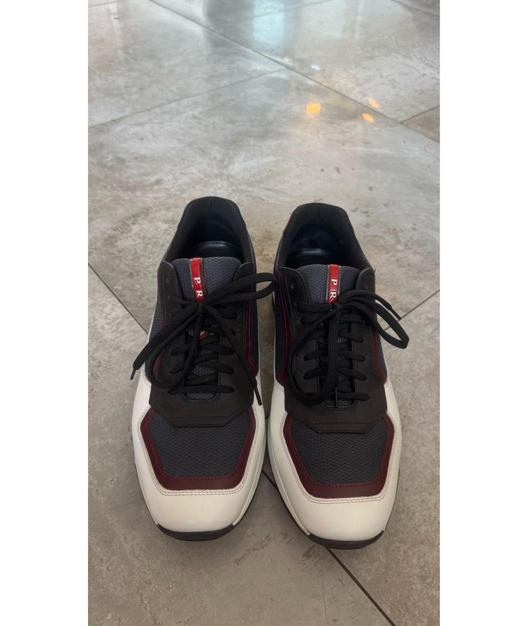 PRADA Антрацитовые текстильные низкие кроссовки / кеды, фото 2