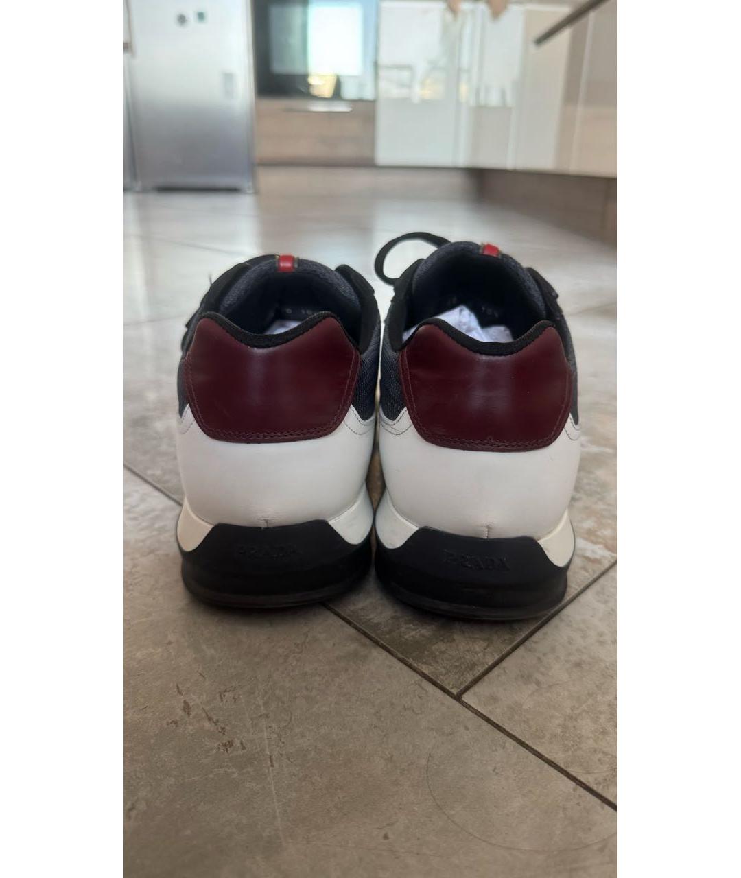 PRADA Антрацитовые текстильные низкие кроссовки / кеды, фото 3