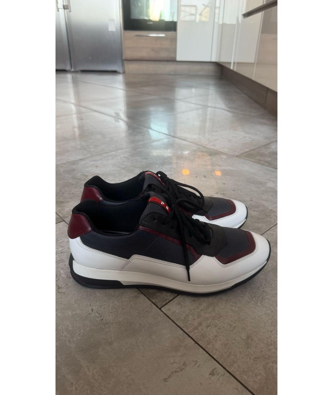 PRADA Антрацитовые текстильные низкие кроссовки / кеды, фото 7