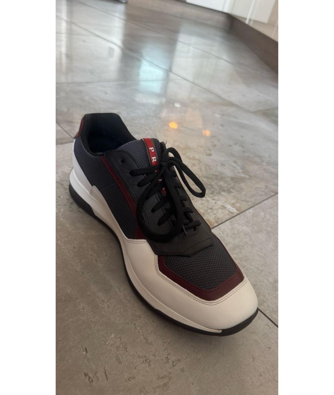 PRADA Антрацитовые текстильные низкие кроссовки / кеды, фото 6