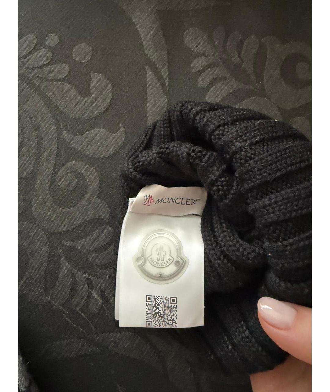 MONCLER Черная шерстяная шапка, фото 4