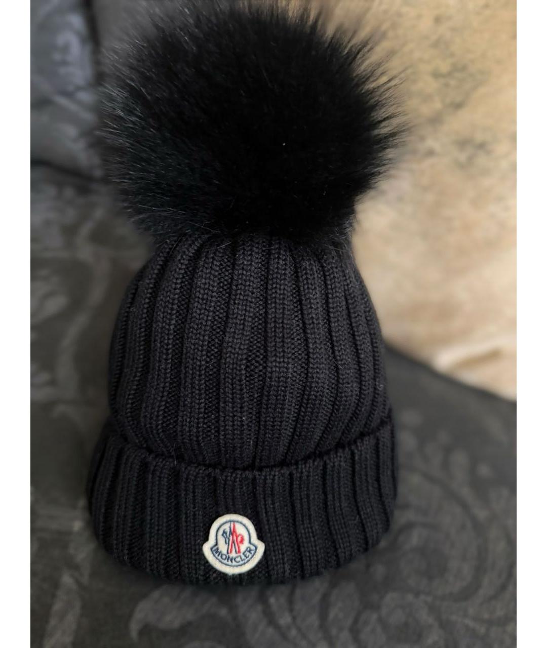 MONCLER Черная шерстяная шапка, фото 2