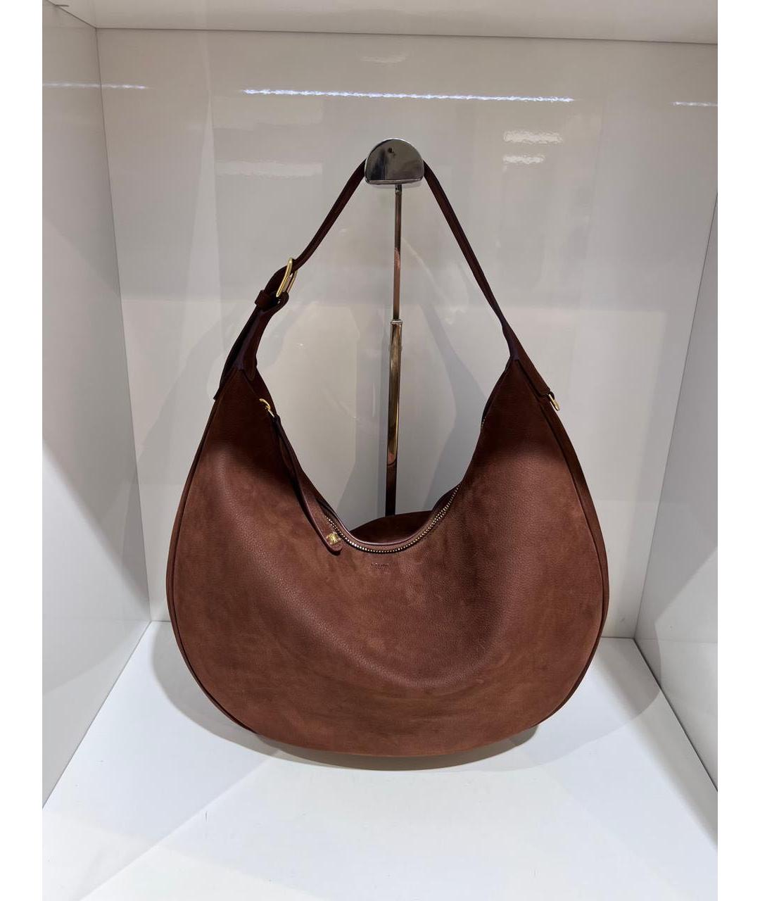 CELINE Коричневая кожаная сумка с короткими ручками, фото 2