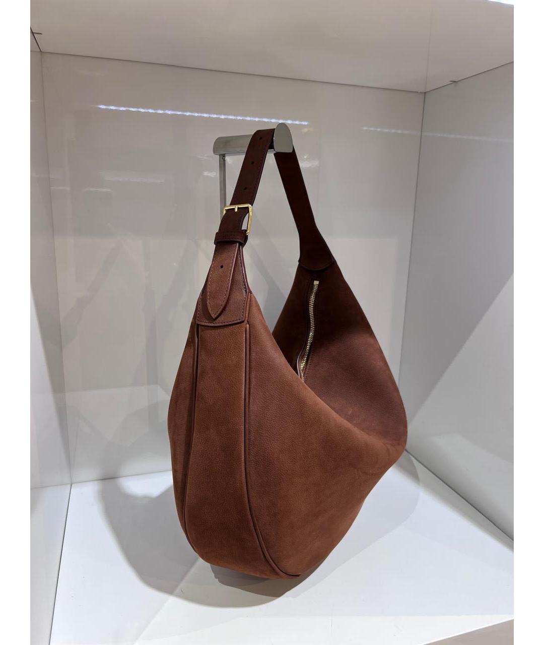 CELINE Коричневая кожаная сумка с короткими ручками, фото 3