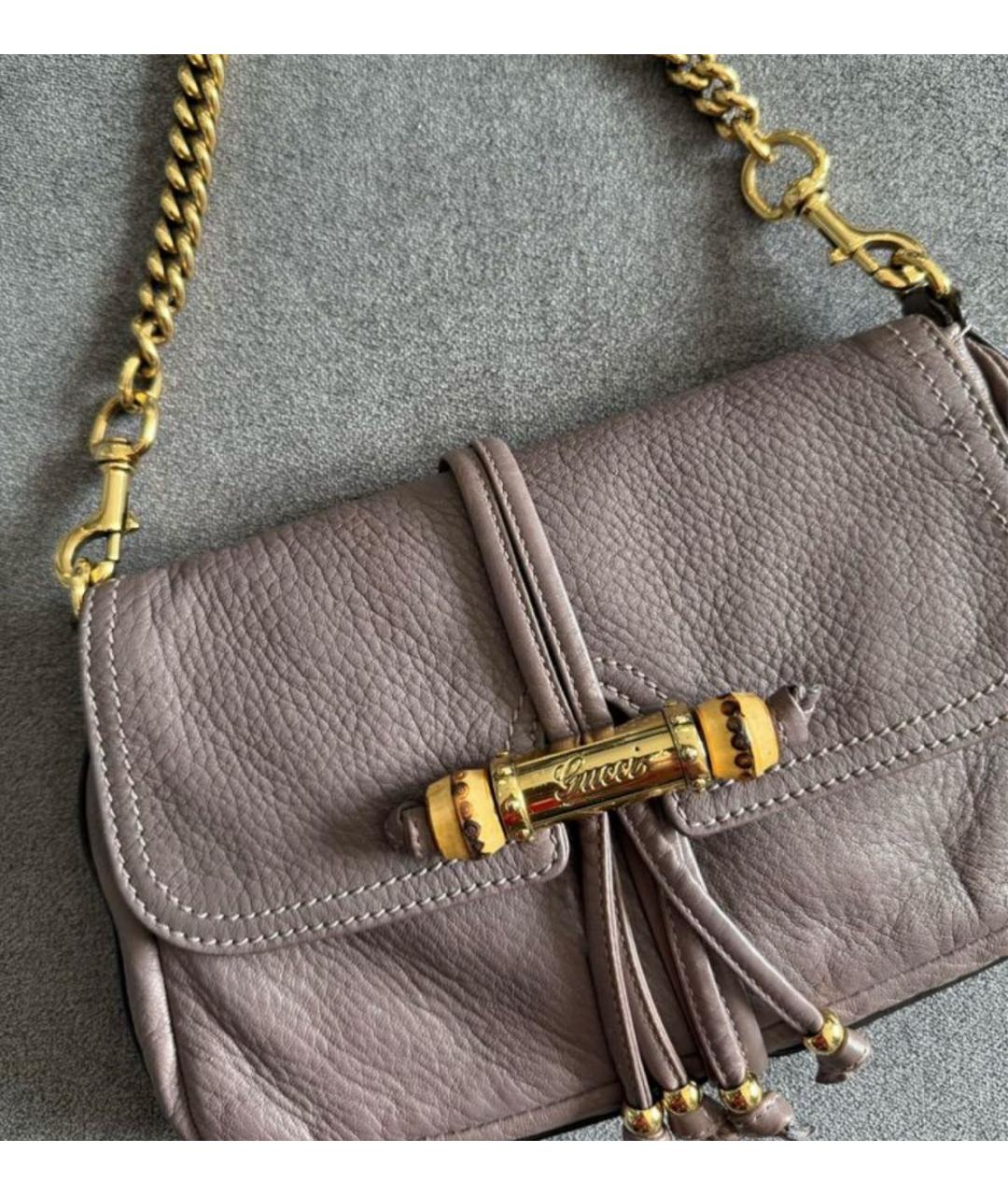 GUCCI Фиолетовая кожаная сумка с короткими ручками, фото 3