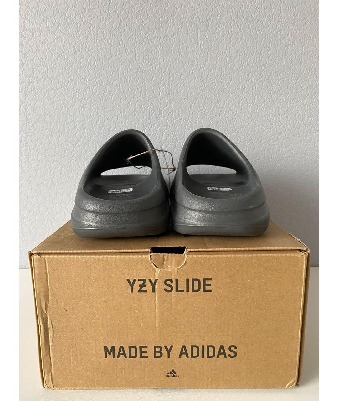 ADIDAS YEEZY Антрацитовые резиновые шлепанцы, фото 5