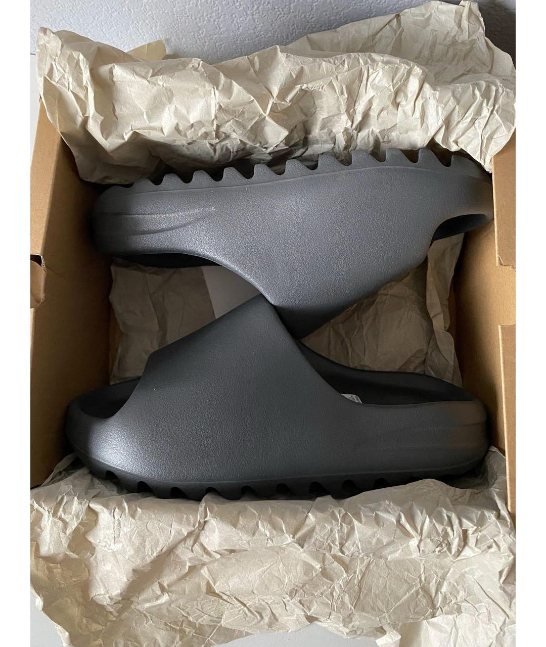 ADIDAS YEEZY Антрацитовые резиновые шлепанцы, фото 2