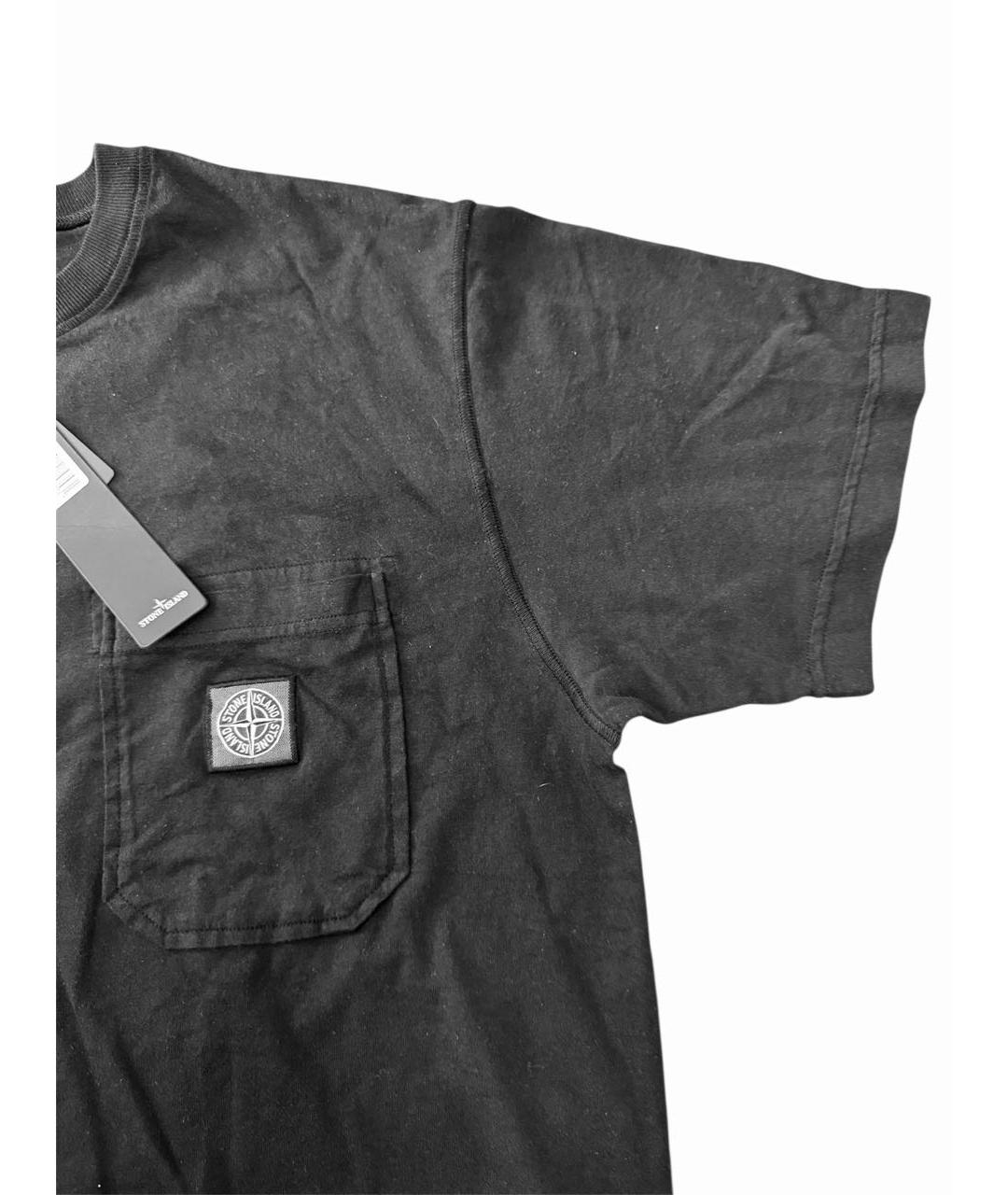 STONE ISLAND Черная хлопковая футболка, фото 2