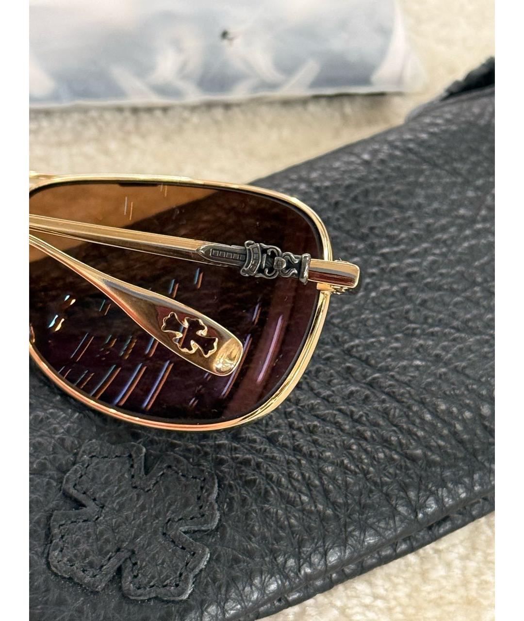 CHROME HEARTS Коричневые металлические солнцезащитные очки, фото 3