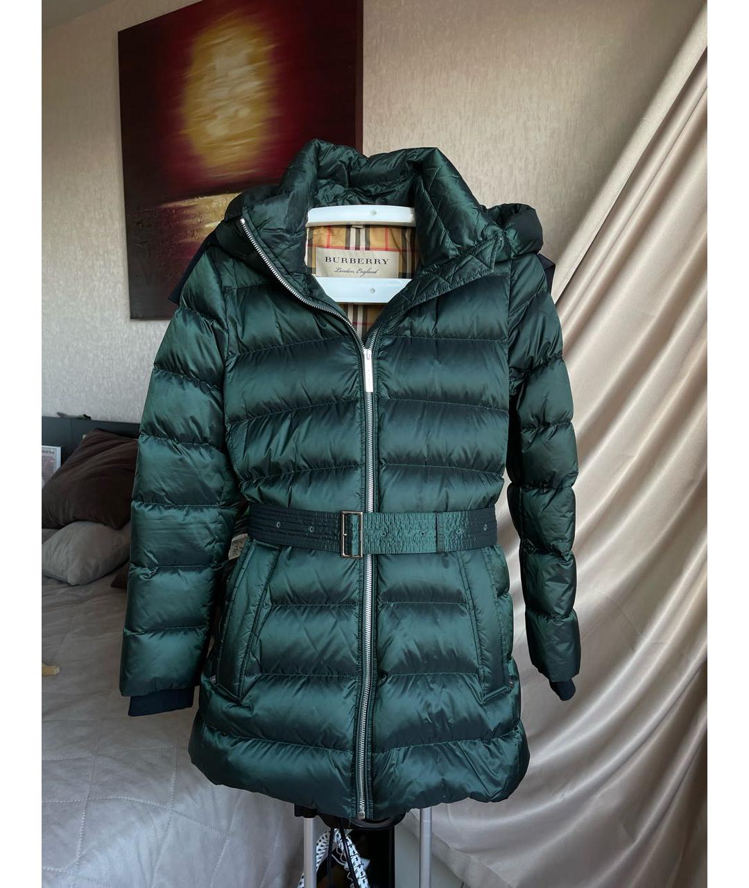 BURBERRY Зеленый полиэстеровый пуховик, фото 9