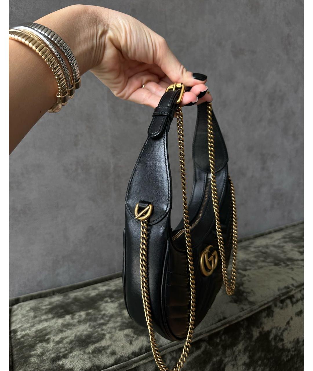 GUCCI Черная кожаная сумка через плечо, фото 7