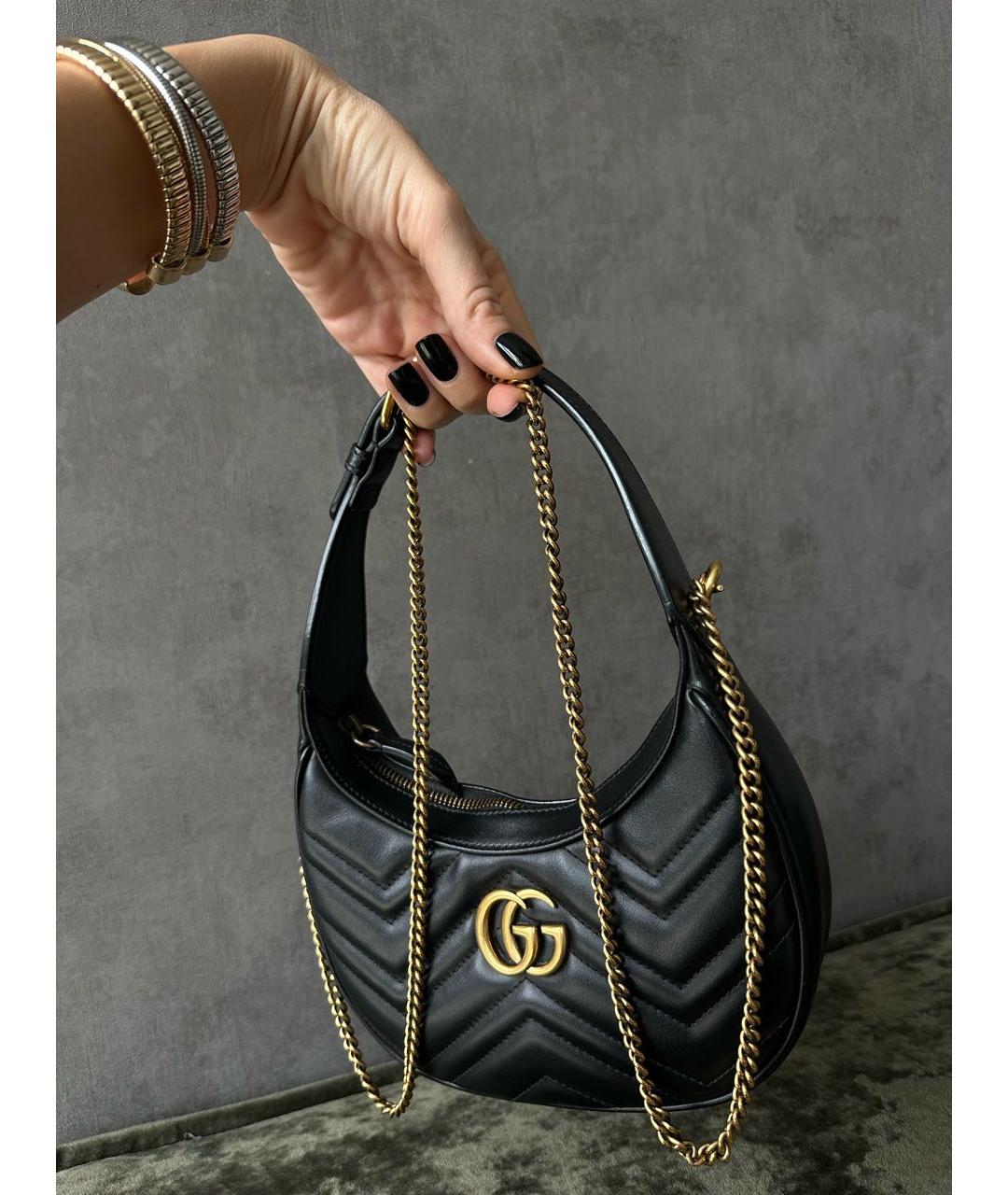 GUCCI Черная кожаная сумка через плечо, фото 2