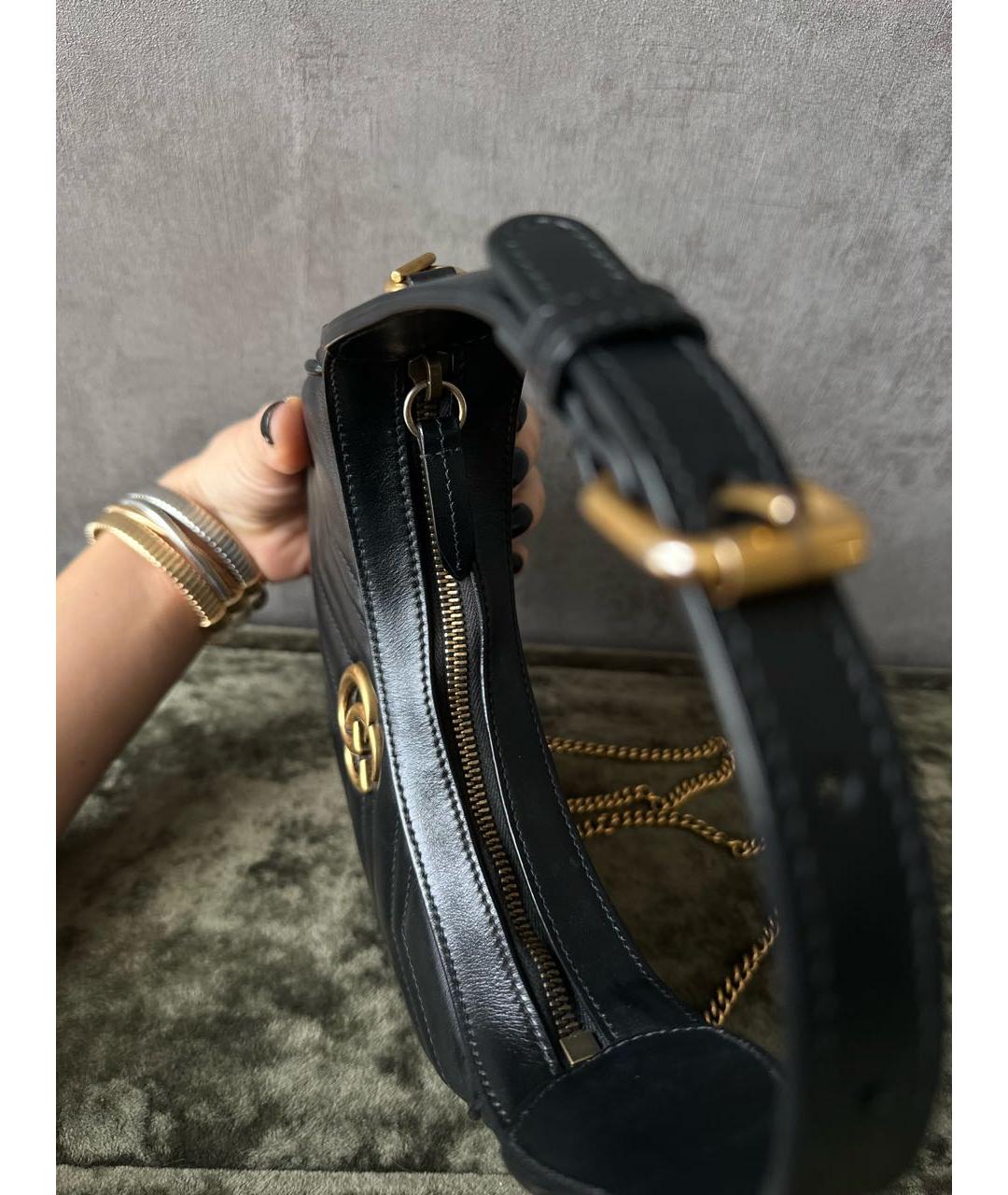 GUCCI Черная кожаная сумка через плечо, фото 6