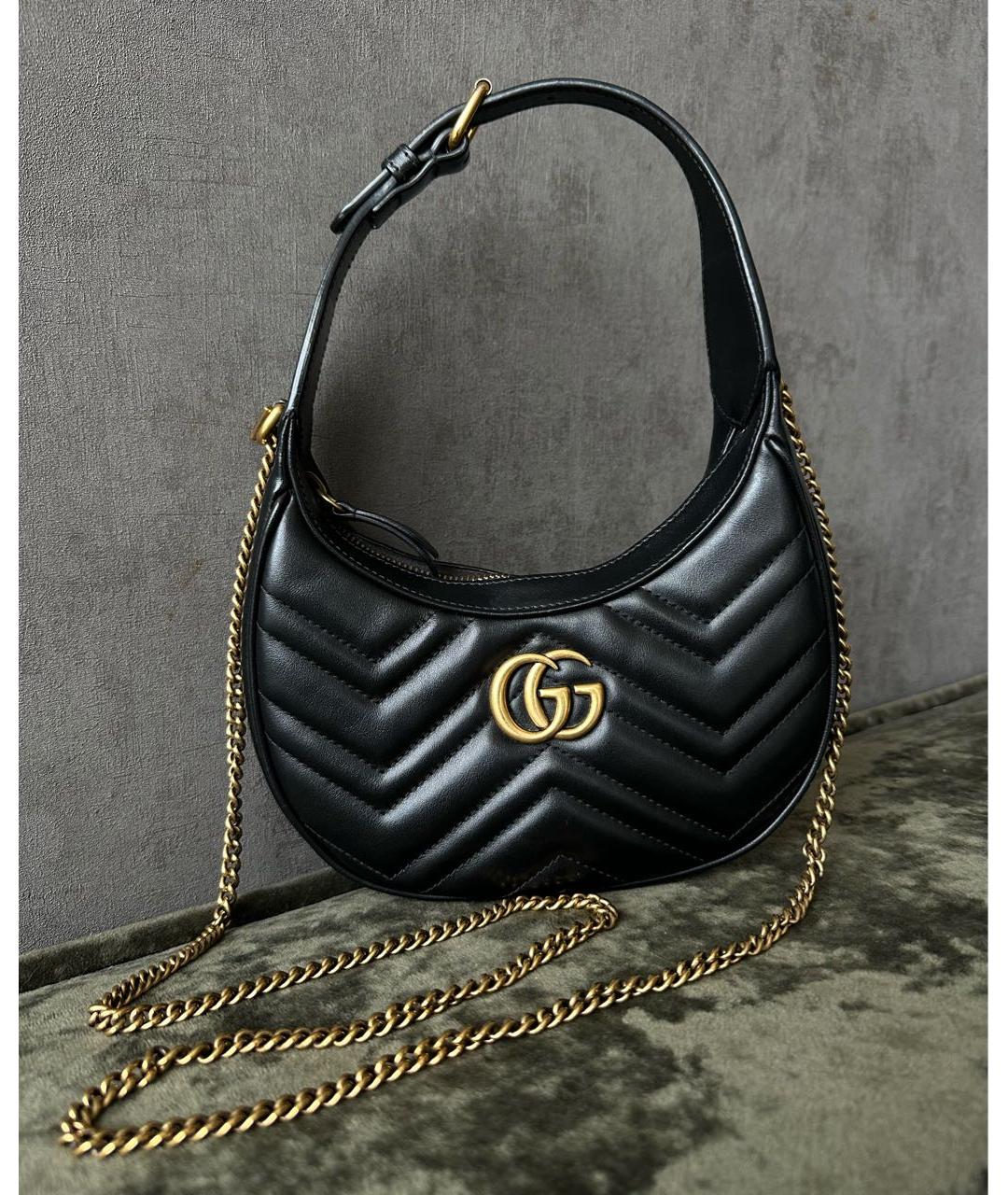 GUCCI Черная кожаная сумка через плечо, фото 8