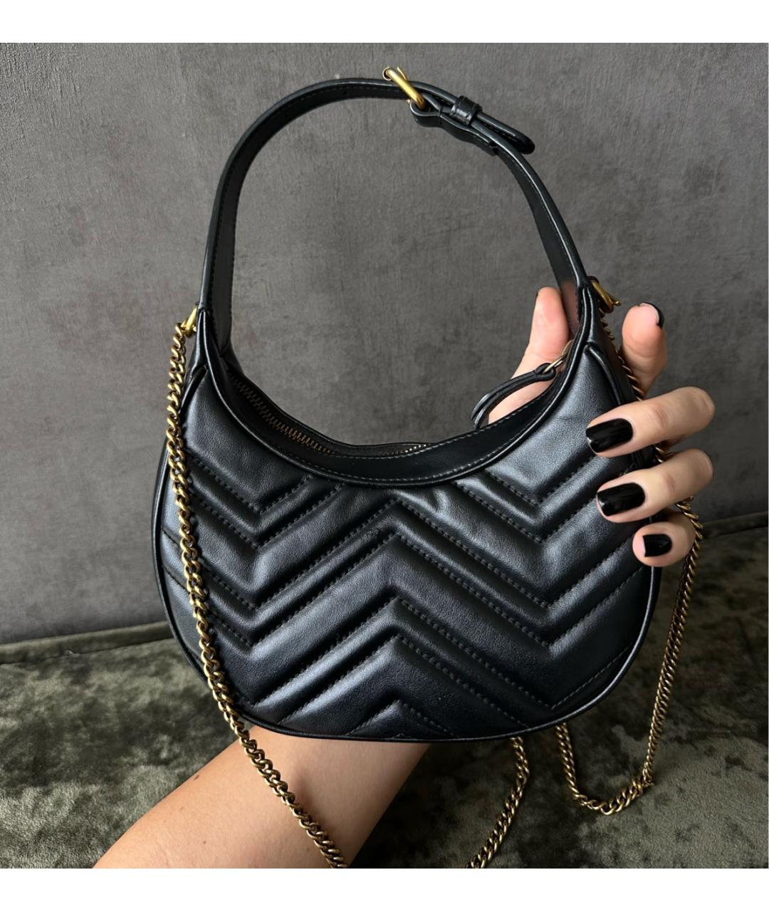 GUCCI Черная кожаная сумка через плечо, фото 4