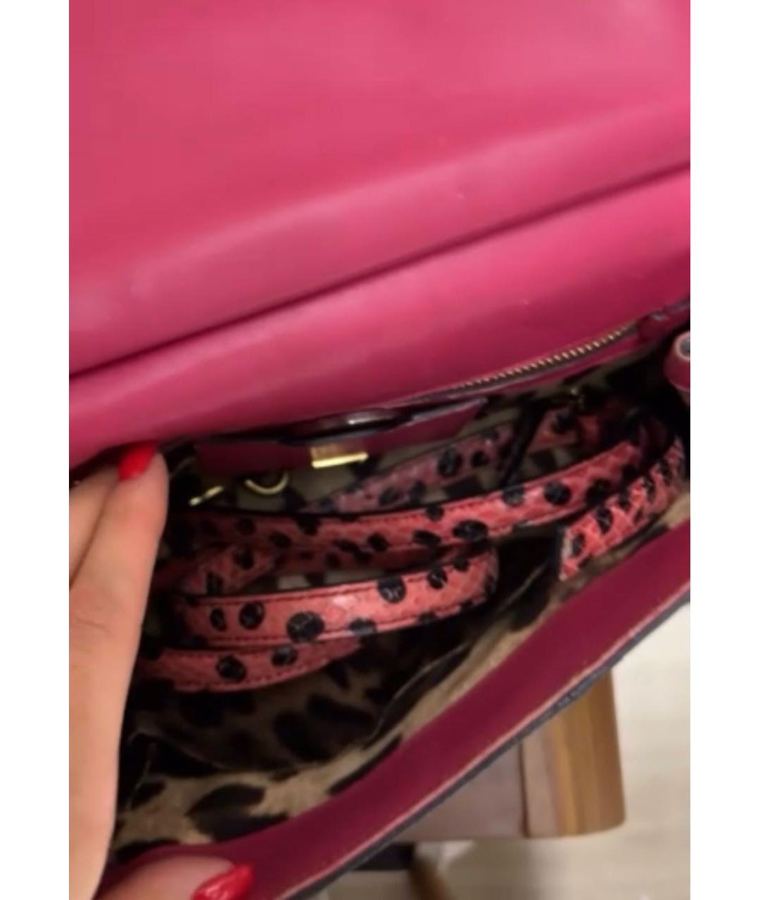 DOLCE&GABBANA Коралловая сумка с короткими ручками из экзотической кожи, фото 4