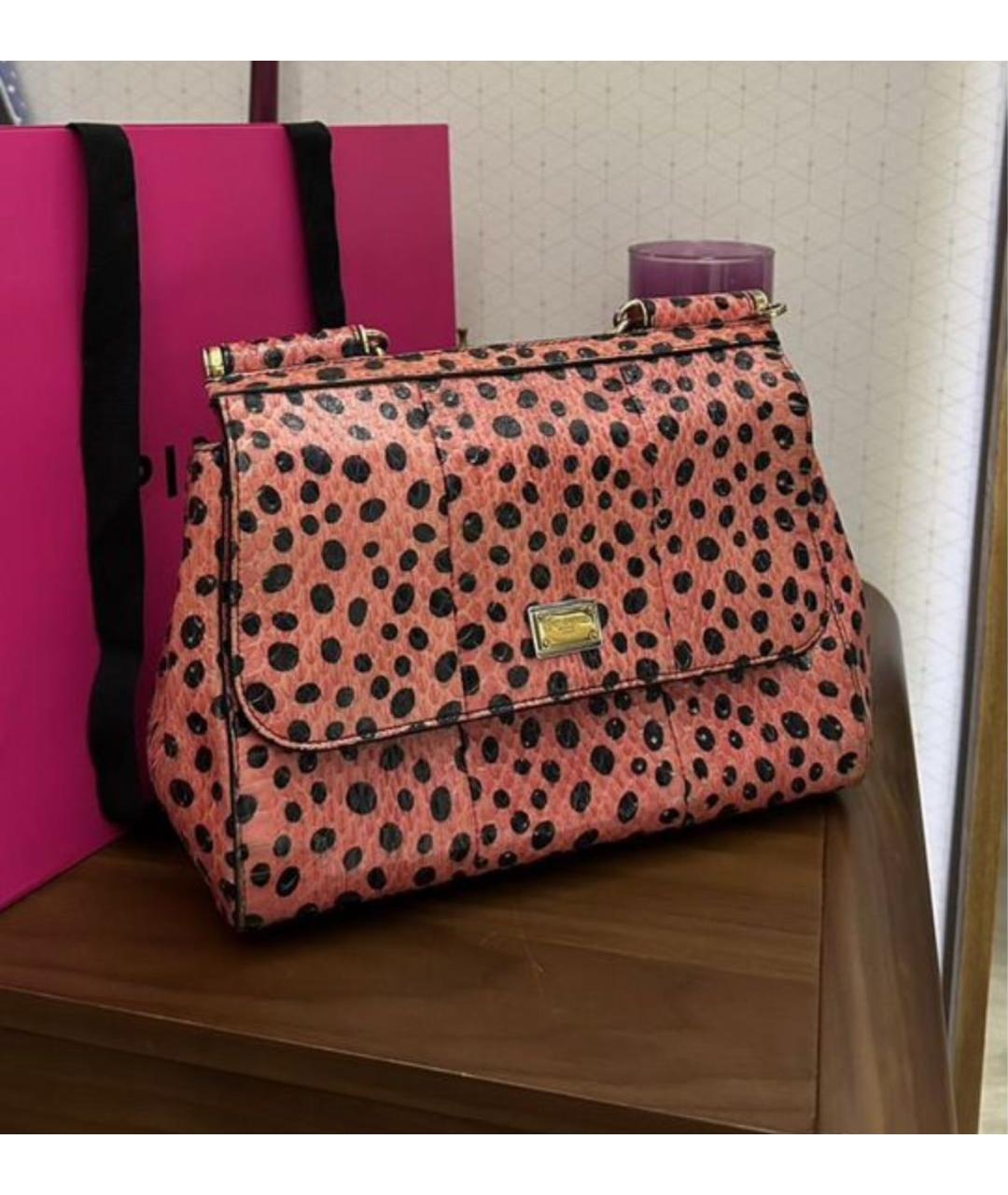 DOLCE&GABBANA Коралловая сумка с короткими ручками из экзотической кожи, фото 2