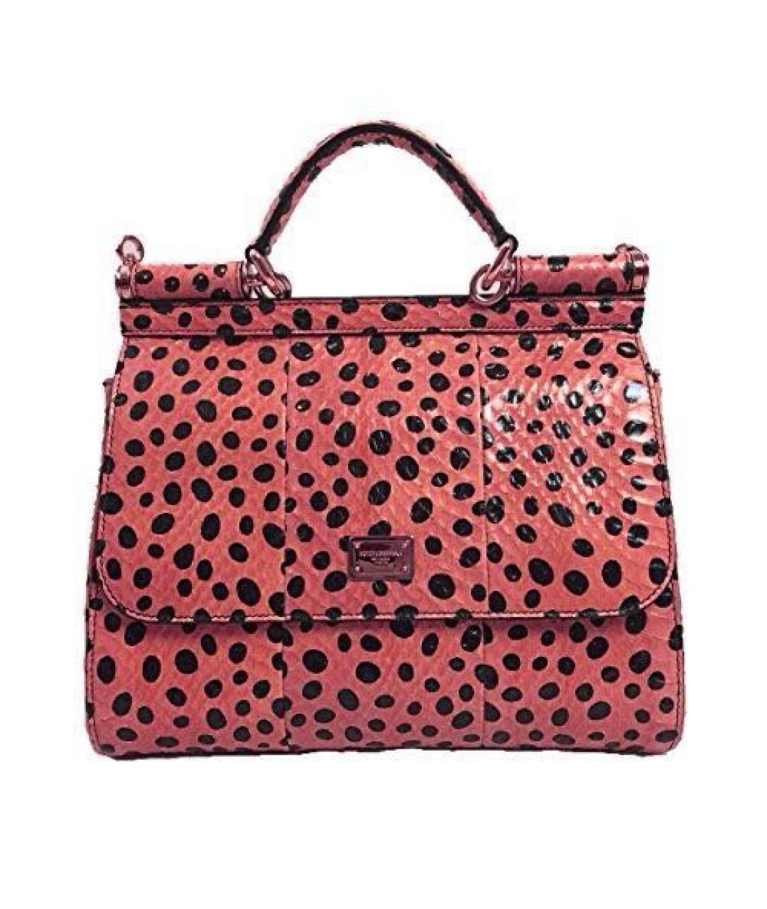 DOLCE&GABBANA Коралловая сумка с короткими ручками из экзотической кожи, фото 1