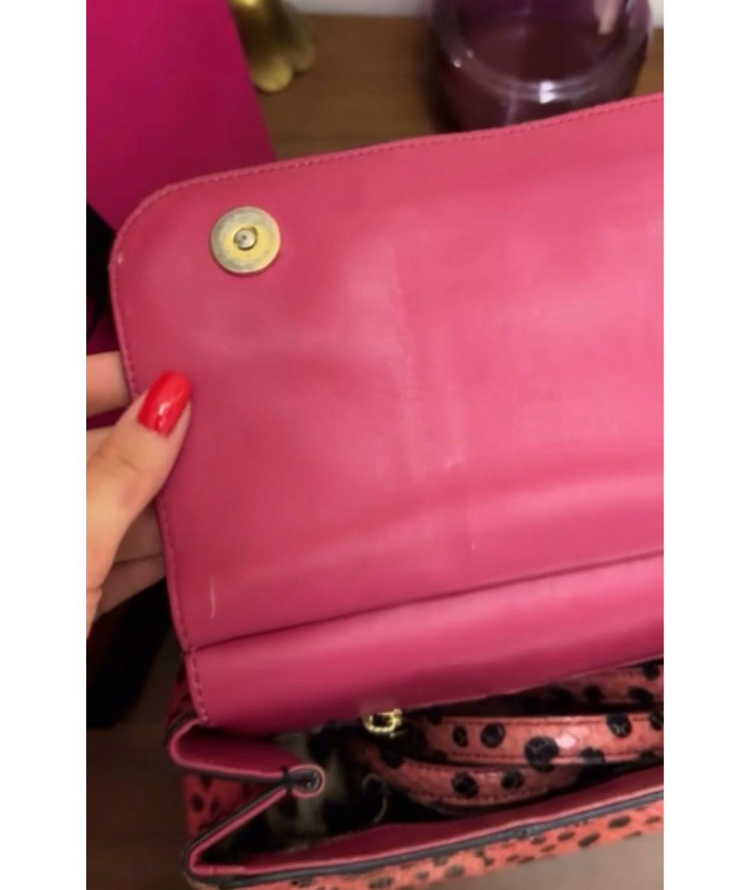 DOLCE&GABBANA Коралловая сумка с короткими ручками из экзотической кожи, фото 3