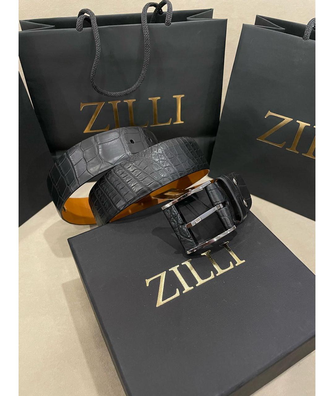 ZILLI Черный ремень из экзотической кожи, фото 4