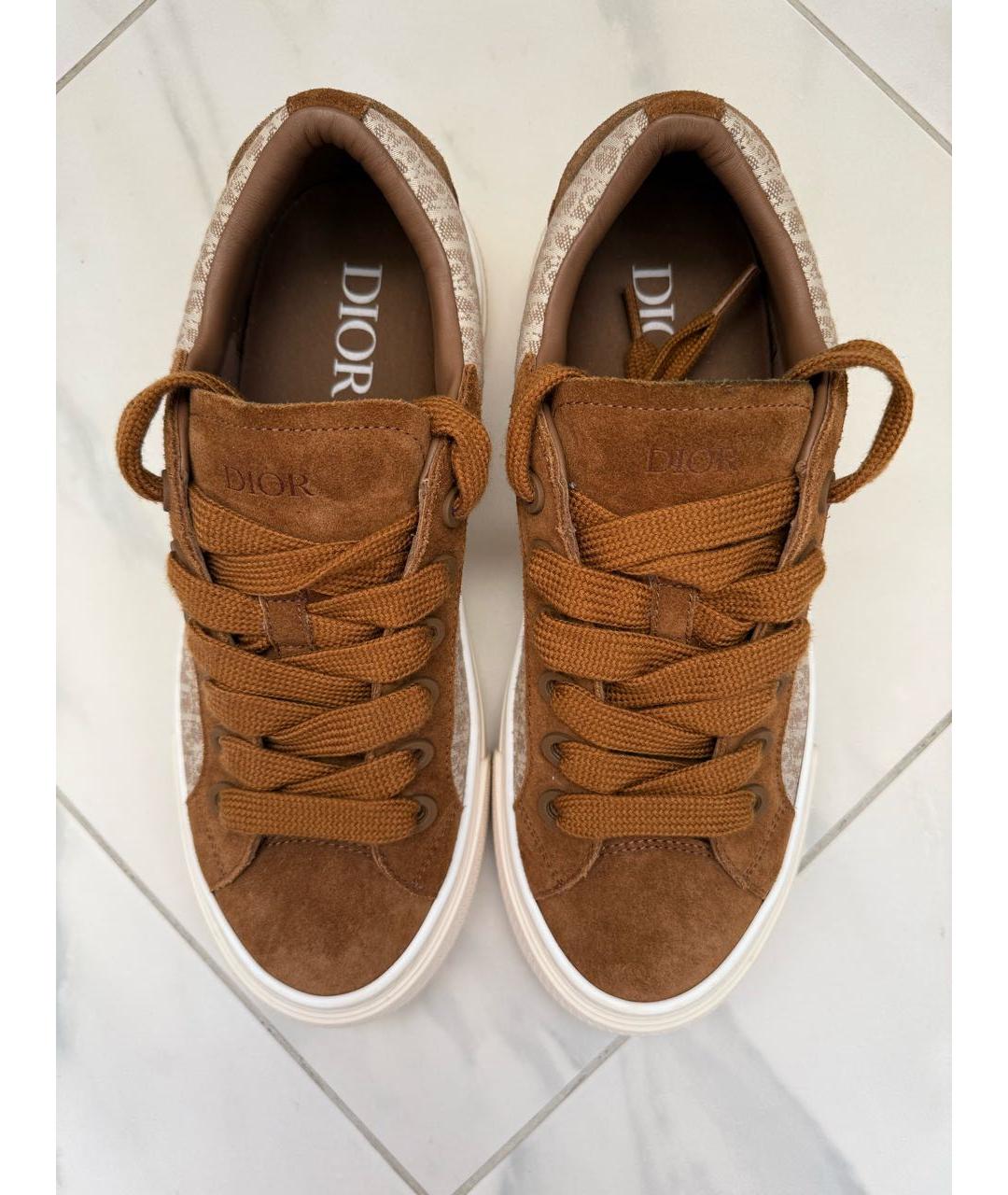 CHRISTIAN DIOR Коричневые замшевые низкие кроссовки / кеды, фото 3