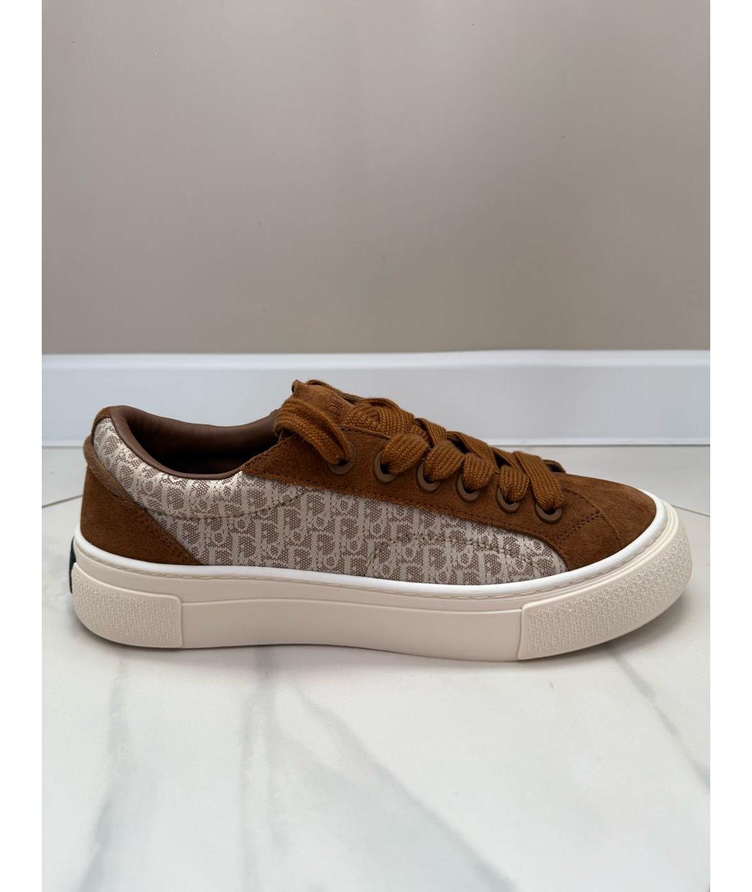 CHRISTIAN DIOR Коричневые замшевые низкие кроссовки / кеды, фото 8