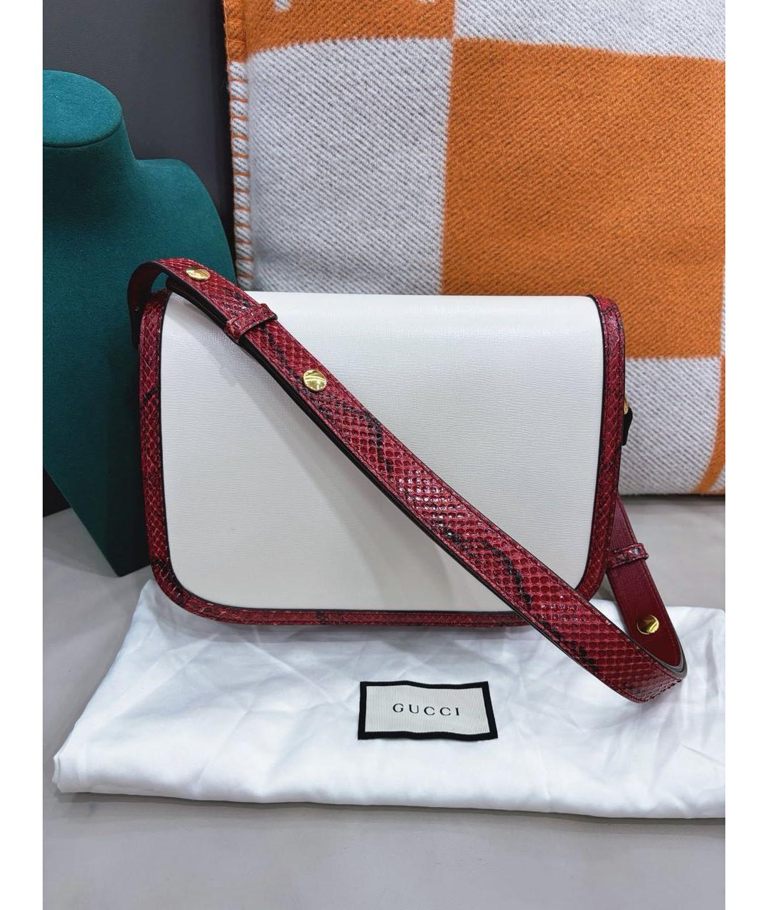 GUCCI Белая кожаная сумка через плечо, фото 5