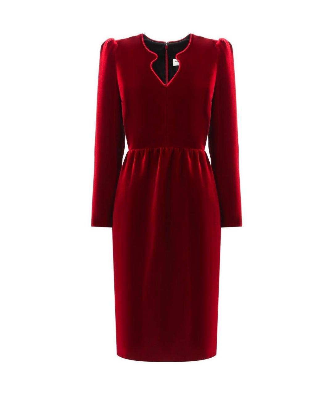 SAINT LAURENT Бордовое бархатное коктейльное платье, фото 1