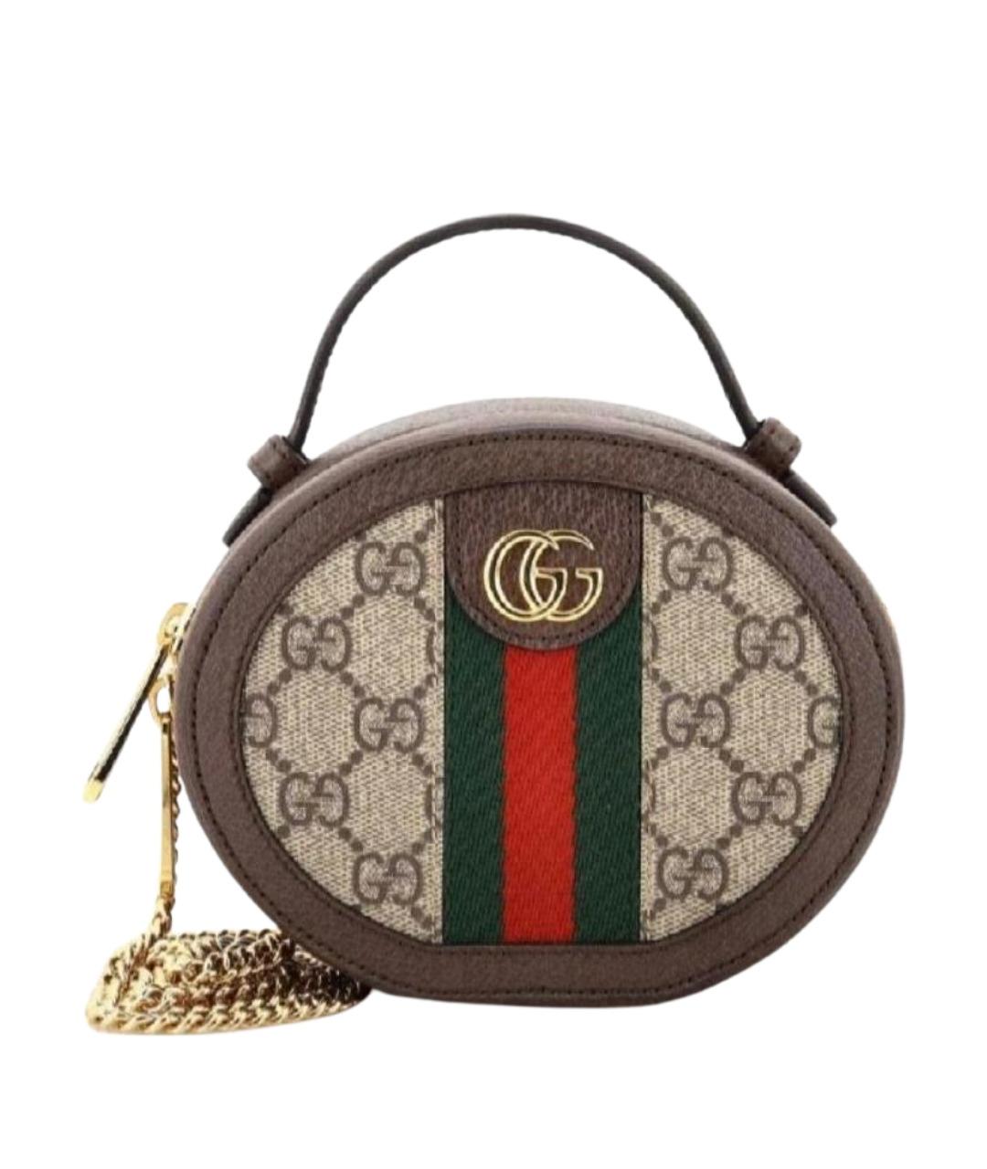 GUCCI Коричневая кожаная сумка через плечо, фото 1
