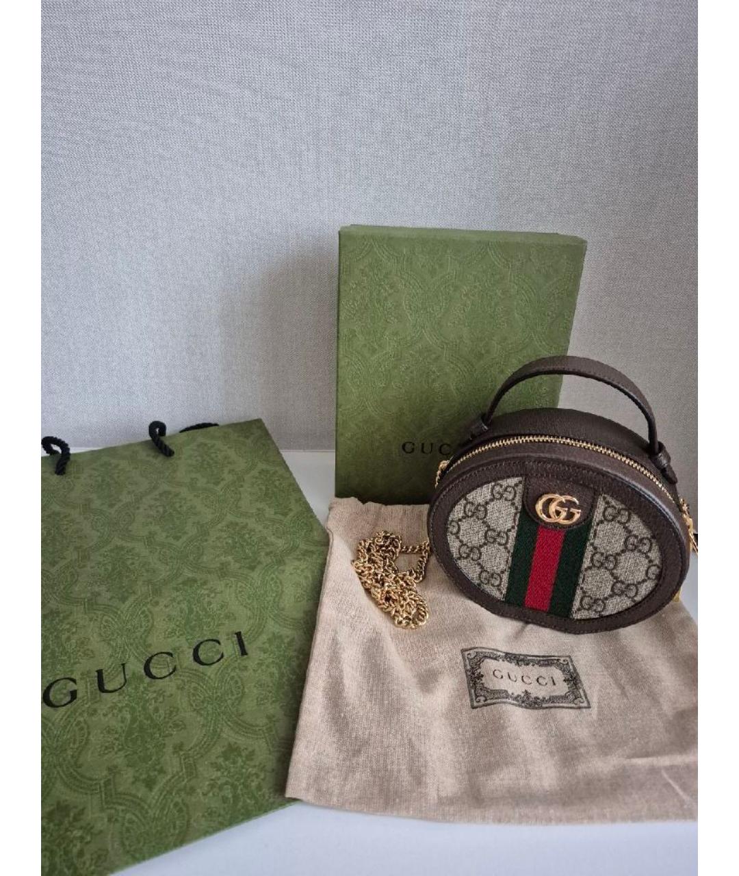 GUCCI Коричневая кожаная сумка через плечо, фото 3